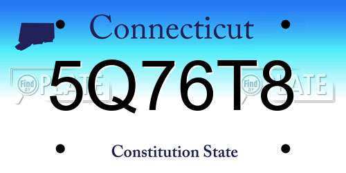 5Q76T8 Connecticut License Plate