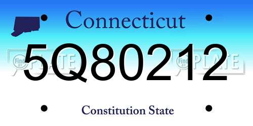 5Q80212 Connecticut License Plate
