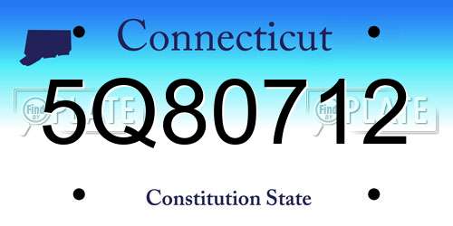 5Q80712 Connecticut License Plate