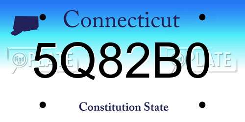 5Q82B0 Connecticut License Plate