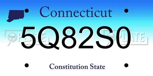 5Q82S0 Connecticut License Plate
