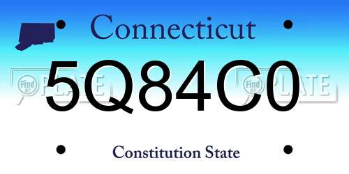 5Q84C0 Connecticut License Plate