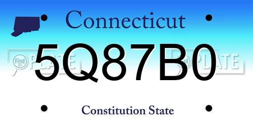 5Q87B0 Connecticut License Plate