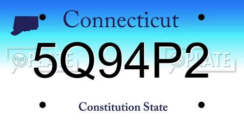 5Q94P2 Connecticut License Plate
