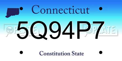 5Q94P7 Connecticut License Plate
