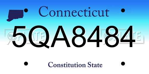 5QA8484 Connecticut License Plate