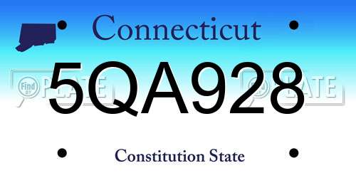 5QA928 Connecticut License Plate