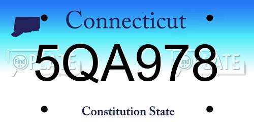 5QA978 Connecticut License Plate