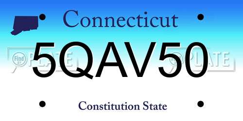 5QAV50 Connecticut License Plate