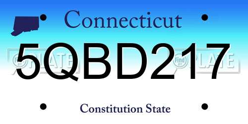 5QBD217 Connecticut License Plate