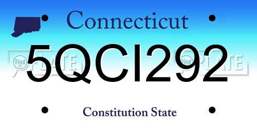 5QCI292 Connecticut License Plate