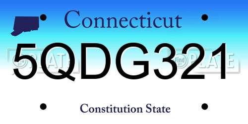 5QDG321 Connecticut License Plate