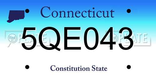 5QE043 Connecticut License Plate