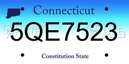 5QE7523 Connecticut License Plate