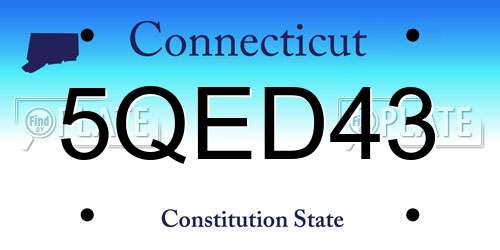 5QED43 Connecticut License Plate