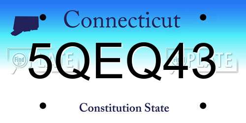 5QEQ43 Connecticut License Plate
