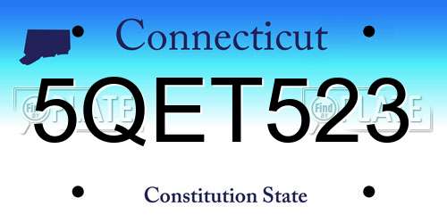 5QET523 Connecticut License Plate