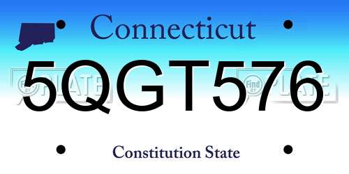5QGT576 Connecticut License Plate