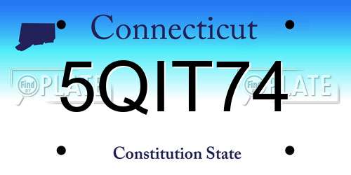 5QIT74 Connecticut License Plate