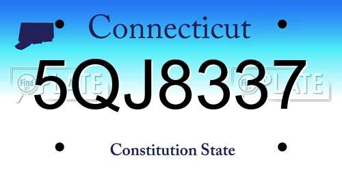 5QJ8337 Connecticut License Plate