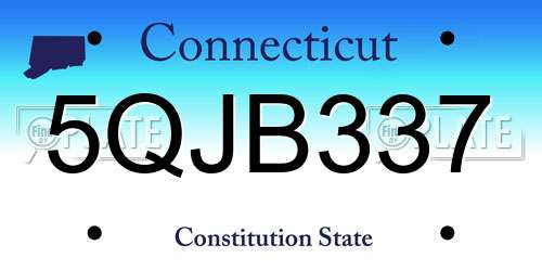 5QJB337 Connecticut License Plate