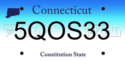 5QOS33 Connecticut License Plate