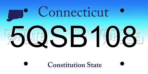 5QSB108 Connecticut License Plate