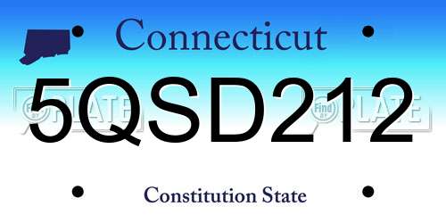 5QSD212 Connecticut License Plate