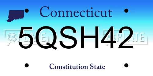 5QSH42 Connecticut License Plate