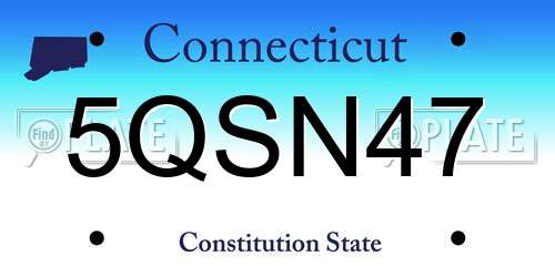 5QSN47 Connecticut License Plate