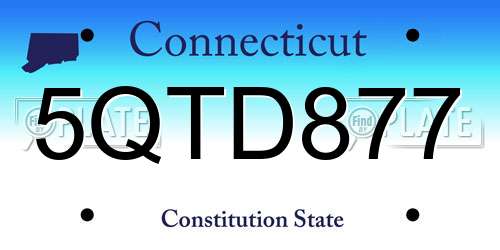 5QTD877 Connecticut License Plate