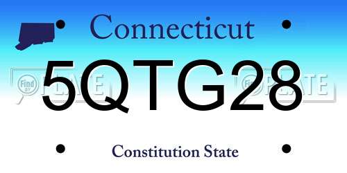 5QTG28 Connecticut License Plate