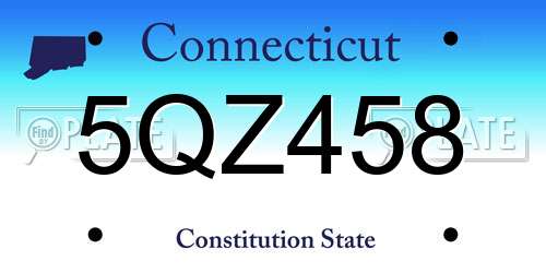5QZ458 Connecticut License Plate