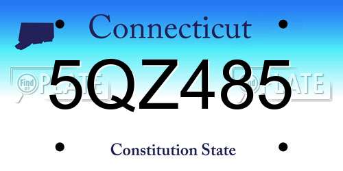 5QZ485 Connecticut License Plate