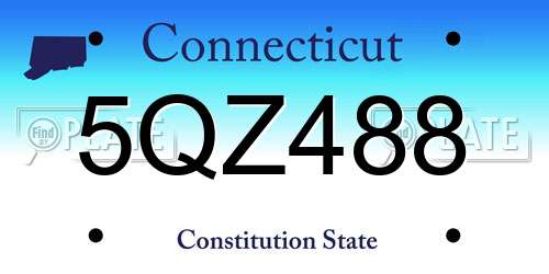 5QZ488 Connecticut License Plate