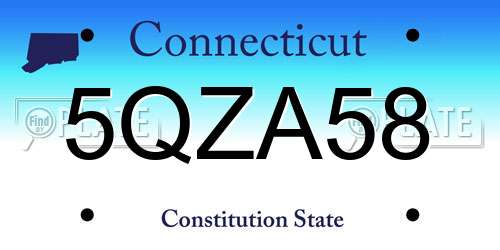 5QZA58 Connecticut License Plate