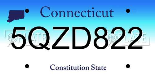 5QZD822 Connecticut License Plate