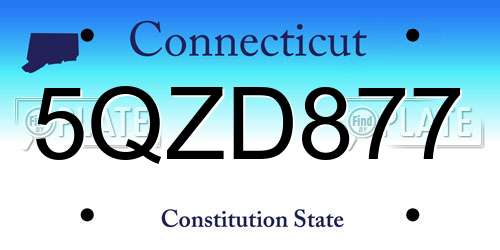 5QZD877 Connecticut License Plate