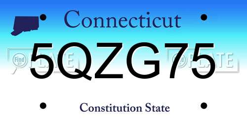 5QZG75 Connecticut License Plate