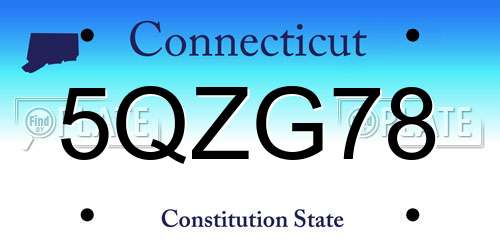 5QZG78 Connecticut License Plate