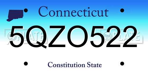5QZO522 Connecticut License Plate