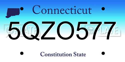 5QZO577 Connecticut License Plate