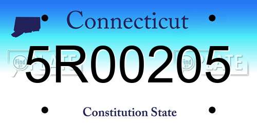 5R00205 Connecticut License Plate