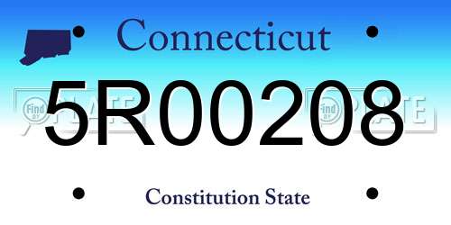 5R00208 Connecticut License Plate
