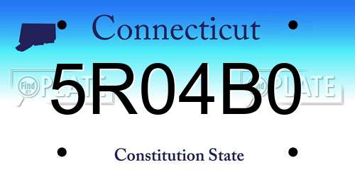 5R04B0 Connecticut License Plate