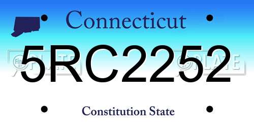 5RC2252 Connecticut License Plate