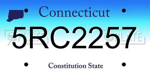 5RC2257 Connecticut License Plate