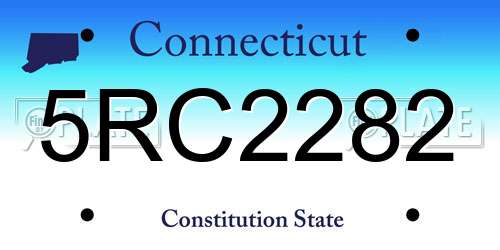 5RC2282 Connecticut License Plate