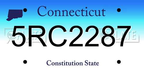 5RC2287 Connecticut License Plate