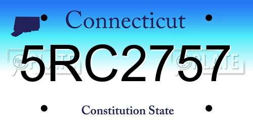 5RC2757 Connecticut License Plate